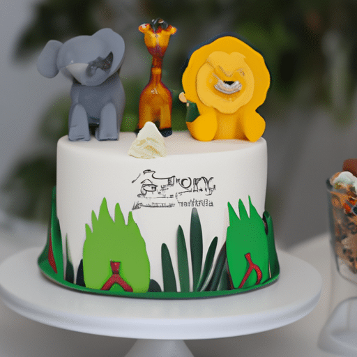 JeVenis Décoration De Gâteau De Fête Prénatale, Animaux De Safari, Boules Vertes Sauge, Décoration De Gâteau Sauvage, Girafe Singe