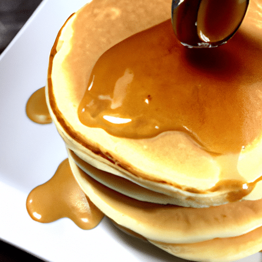 pancake_sirop Pancakes dorés nappés de sirop d'érable